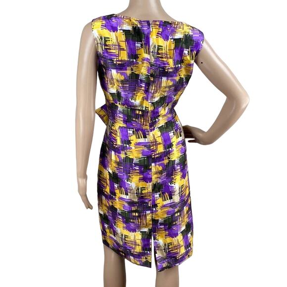 Alex Marie Multicolored Sweetheart Neck Sleeveless Bow Accent Sheath Dress 10P - Picture 6 of 7